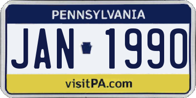 PA license plate JAN1990