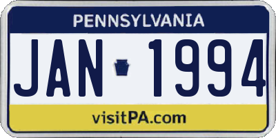 PA license plate JAN1994