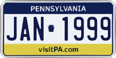 PA license plate JAN1999