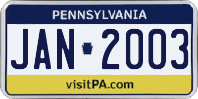 PA license plate JAN2003