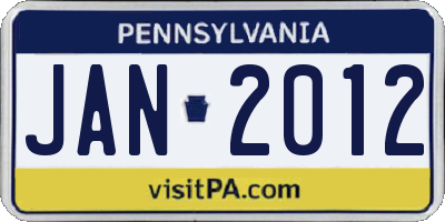 PA license plate JAN2012