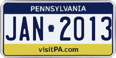 PA license plate JAN2013