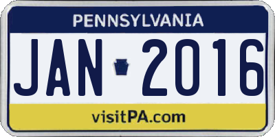 PA license plate JAN2016