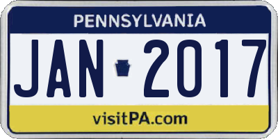 PA license plate JAN2017