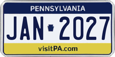 PA license plate JAN2027