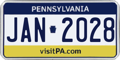 PA license plate JAN2028