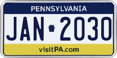 PA license plate JAN2030