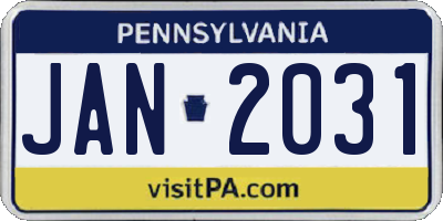 PA license plate JAN2031