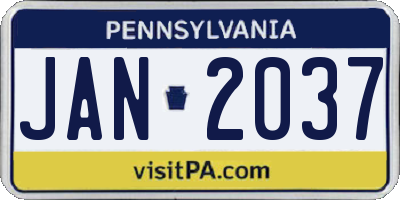 PA license plate JAN2037