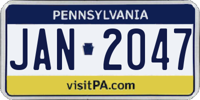 PA license plate JAN2047