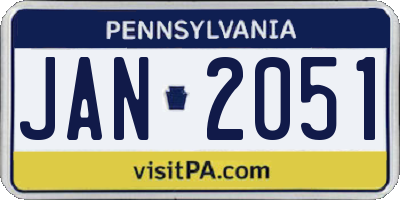 PA license plate JAN2051