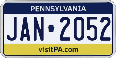 PA license plate JAN2052