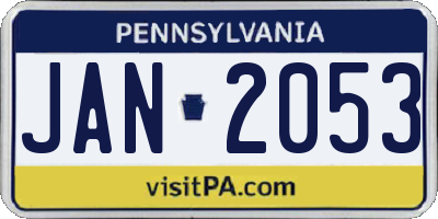 PA license plate JAN2053