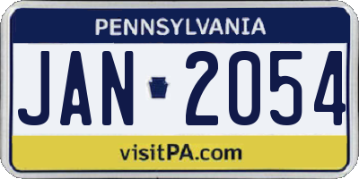 PA license plate JAN2054