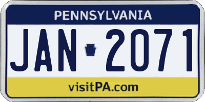 PA license plate JAN2071