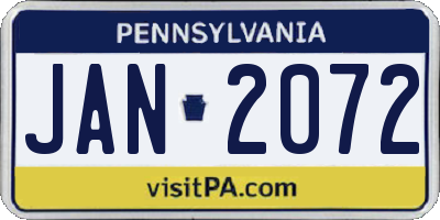 PA license plate JAN2072