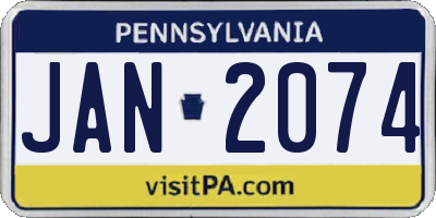 PA license plate JAN2074