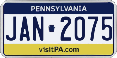 PA license plate JAN2075