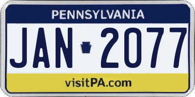 PA license plate JAN2077