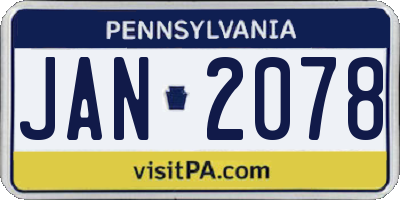 PA license plate JAN2078