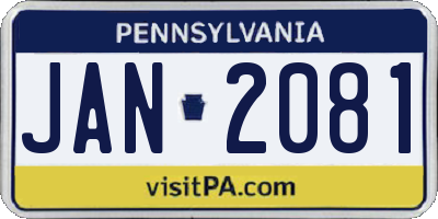 PA license plate JAN2081