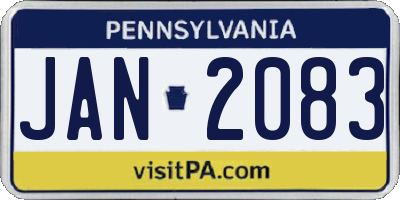 PA license plate JAN2083