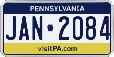 PA license plate JAN2084