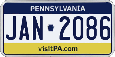 PA license plate JAN2086