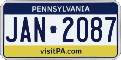 PA license plate JAN2087