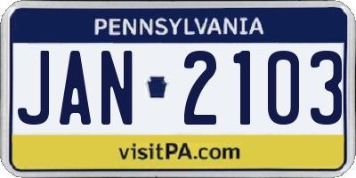 PA license plate JAN2103