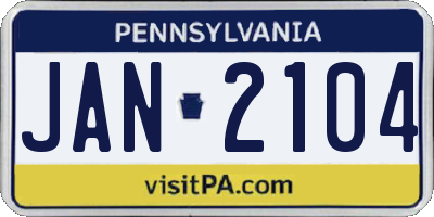 PA license plate JAN2104