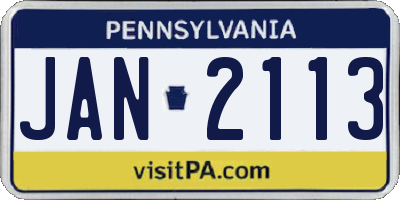 PA license plate JAN2113