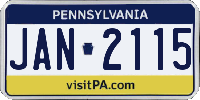 PA license plate JAN2115