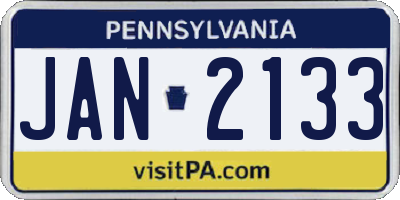 PA license plate JAN2133