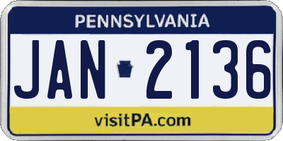 PA license plate JAN2136