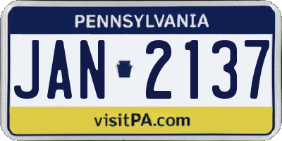 PA license plate JAN2137