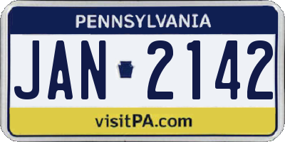 PA license plate JAN2142