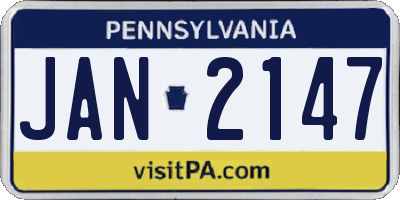 PA license plate JAN2147