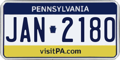 PA license plate JAN2180