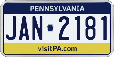 PA license plate JAN2181