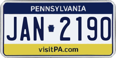 PA license plate JAN2190