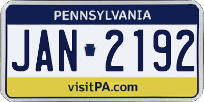 PA license plate JAN2192