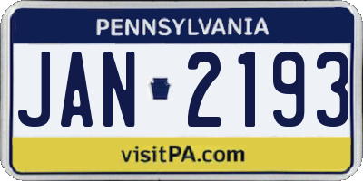 PA license plate JAN2193