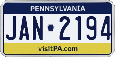 PA license plate JAN2194