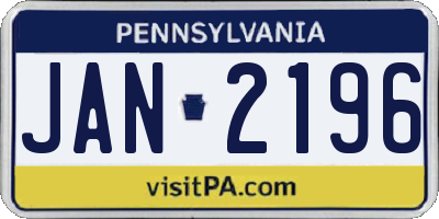 PA license plate JAN2196