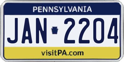 PA license plate JAN2204