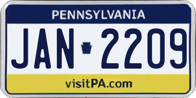 PA license plate JAN2209