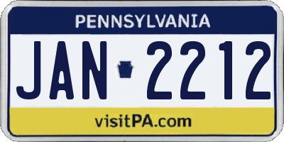 PA license plate JAN2212