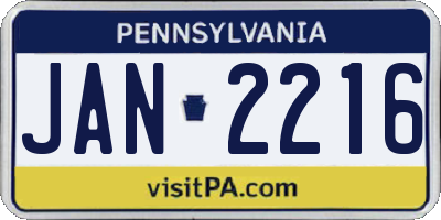 PA license plate JAN2216