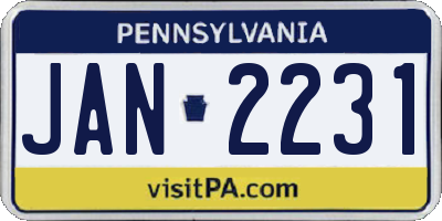 PA license plate JAN2231